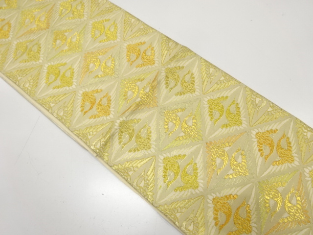 JAPANESE KIMONO / ANTIQUE FUKURO OBI / SILK / WOVEN CRANES